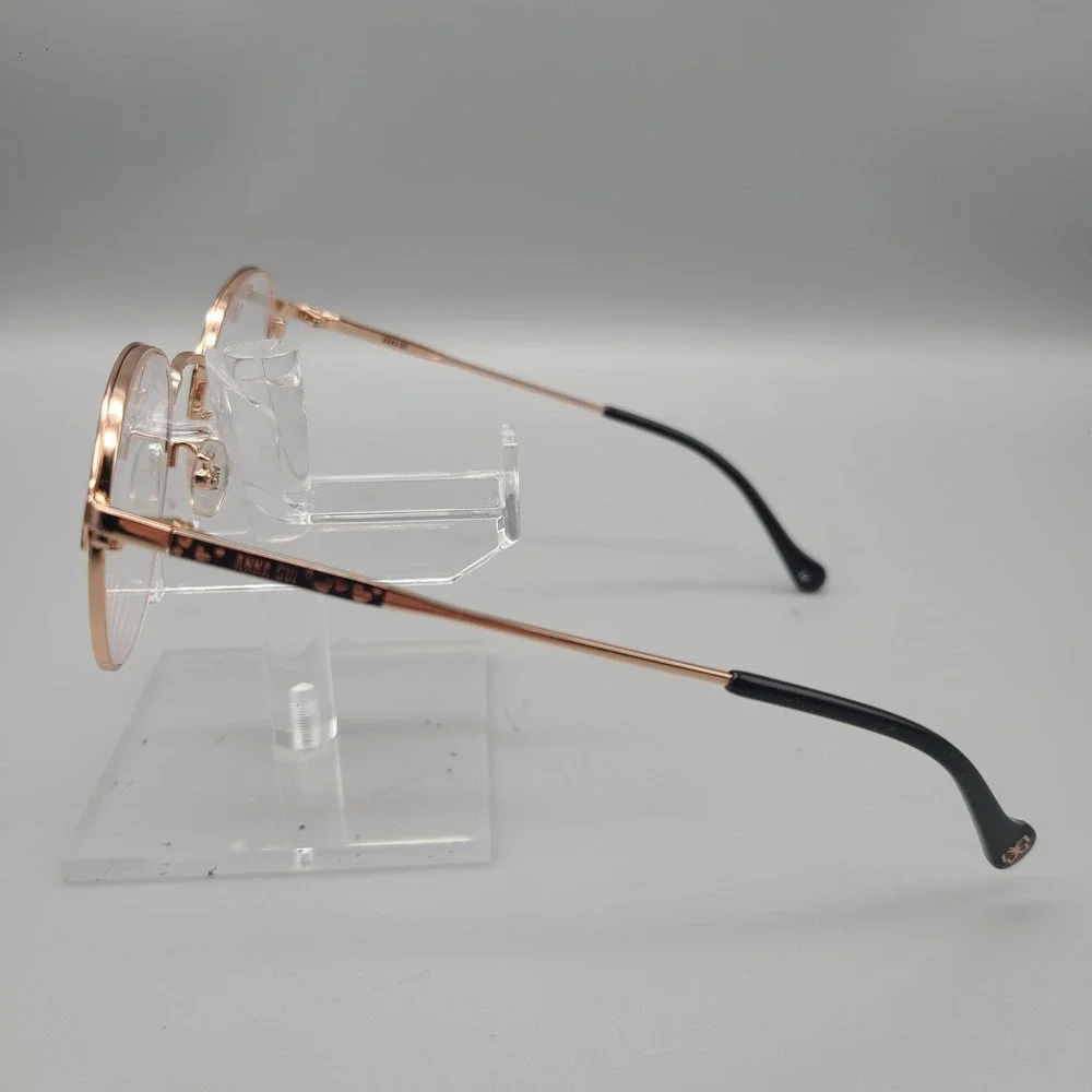 Anna Sui AS314-1A 001 Rose Gold Black Round Heart Detail Eyeglasses 52-19-140